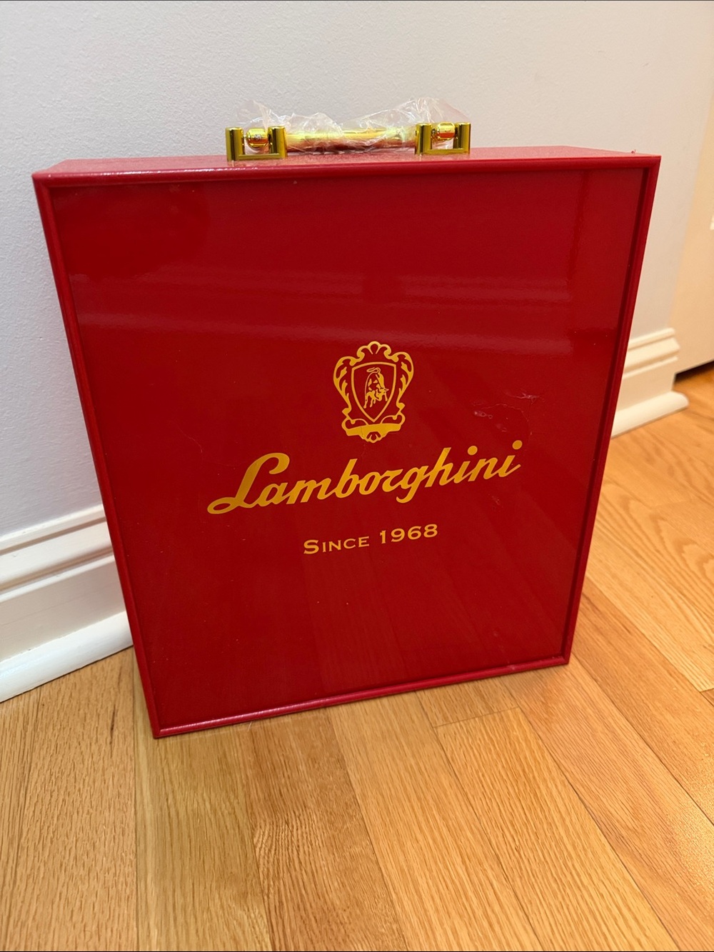 Lamborghini Red and Gold Luxury Accent  Collector Wine Box